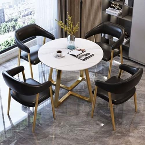 Modernes Büro Empfangsraum Club Tisch und Stuhl Set 80 cm Küche Frühstück Bar Tisch mit 4 Stühlen Kompakter Konferenzraum Couchtisch für kleine Räume von Generic