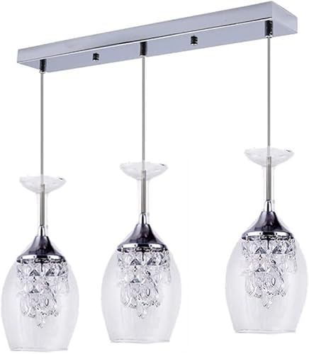Modernes Foyer Kronleuchter Modernes Kristall Weinglas Kronleuchter, 3 Leuchten Nordic Led Pendelleuchte, Deckenhängelampe Leuchten Für Bar Wohnzimmer, Arbeitszimmer, Schlafzi, Warm Light, Round von Generic