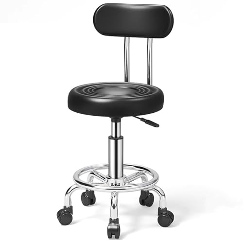 Modernes Salonhocker-Set, 1er-Set, Bürohocker Arbeitshocker Küchenhocker in Thekenhöhe mit Rückenlehne, Design Hocker Höhenverstellbar Drehbar, Universelle, Geräuscharme(Black) von Generic