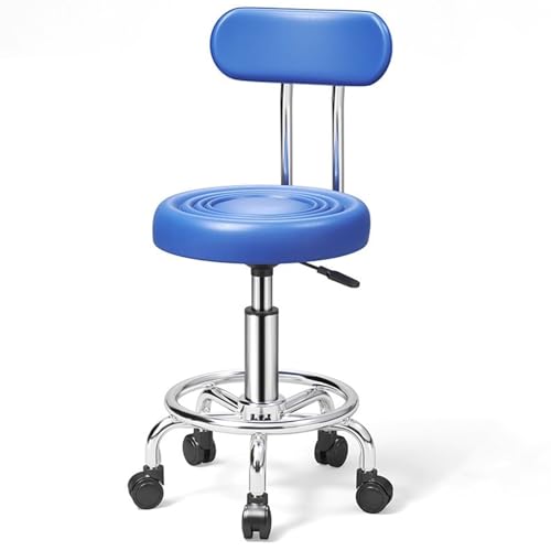 Modernes Salonhocker-Set, 1er-Set, Bürohocker Arbeitshocker Küchenhocker in Thekenhöhe mit Rückenlehne, Design Hocker Höhenverstellbar Drehbar, Universelle, Geräuscharme(Blue) von Generic