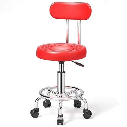 Modernes Salonhocker-Set, 1er-Set, Bürohocker Arbeitshocker Küchenhocker in Thekenhöhe mit Rückenlehne, Design Hocker Höhenverstellbar Drehbar, Universelle, Geräuscharme(Red) von Generic