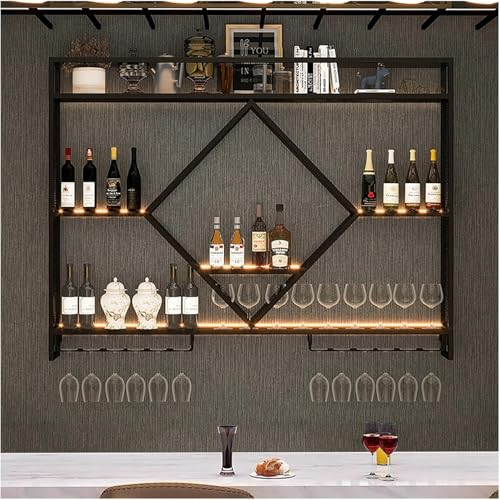 Modernes Wandmontiertes Weinregal Aus Metall, Stilvolles Barregal Mit Hängendem Glashalter, Regal Für Schnapsflaschen, Schwebende Regale Aus Eisen Für Die Weinlagerung, Black, 100x15x80cm Modernes Wandmontiertes Weinregal Aus Metall, Stilvolles Barregal Mit Hängendem Glashalter, Regal Für Schnapsflaschen, Schwebende Regale Aus Eisen Für Die Weinlagerung, Black, 100x15x80cm von Generic