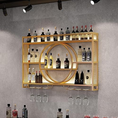 Modernes Wandmontiertes Weinregal Aus Metall, Wandmontierte Weinregale Bareinheit Schwebende Regale Glasflaschenregal Eisenständer Weinhalter Für Restaurantbars Zu Hause, Gold, 120 * 15 * 80cm Modernes Wandmontiertes Weinregal Aus Metall, Wandmontierte Weinregale Bareinheit Schwebende Regale Glasflaschenregal Eisenständer Weinhalter Für Restaurantbars Zu Hause, Gold, 120 * 15 * 80cm von Generic