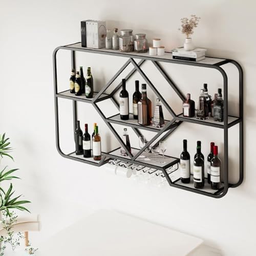 Modernes Weinglas-Regal aus Metall, Wandmontage, 3 Ebenen zur Dekoration der Bar von Generic