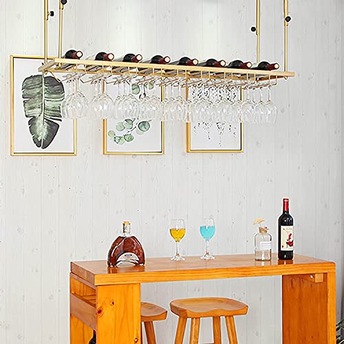 Modernes Weinpräsentationsregal Weinregal | Lagerregal für Weinflaschen und Kelche, hängender Weinglashalter aus Metall an der Decke, für Küchenbar unter dem Schrank von Generic
