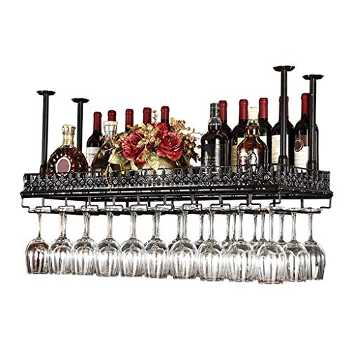 Modernes Weinregal, Umgedrehtes Weinregal, Deckendekorationsregal, geeignet für Bar, Restaurant, Küche, einfaches hängendes Weinglasregal aus Eisen von Generic