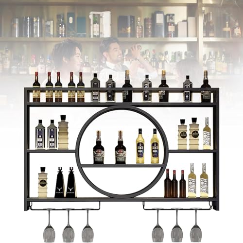 Modernes wandmontiertes Weinregal aus Metall mit Stielglasaufhänger - stilvoller Aufbewahrungshalter für Küche, Bar, Esszimmer - platzsparendes Getränkeregal Modernes wandmontiertes Weinregal aus Metall mit Stielglasaufhänger - stilvoller Aufbewahrungshalter für Küche, Bar, Esszimmer - platzsparendes Getränkeregal von Generic