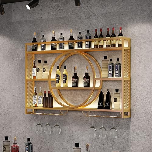 Modernes wandmontiertes Weinregal mit Stielglashalter Metall 3-stufiger Flaschenhalter für Weinlagerung Regal Ideal für Home Bar Esszimmer Küchendekoration Gold Farbe Größe: 140x80x15cm Modernes wandmontiertes Weinregal mit Stielglashalter Metall 3-stufiger Flaschenhalter für Weinlagerung Regal Ideal für Home Bar Esszimmer Küchendekoration Gold Farbe Größe: 140x80x15cm von Generic