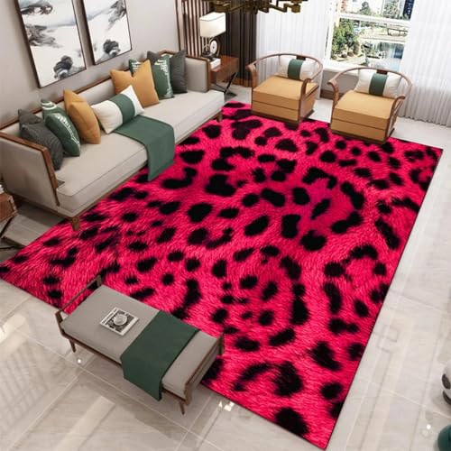Modische Punktestreifen Mit Leopardenmuster Fußmatten 3D-Teppich Teppich Teppiche Wohnzimmer Fußmatte Plüsch Rutschfeste Stuhlmatte Badezimmer Teppich Bereich Teppich 100 X 150 Cm - Leicht Zu Re -6P3L von Generic