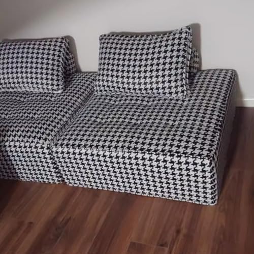 Modularer Polsterstuhl ohne Armlehnen, umwandelbarer Stuhl und Klappmatratze, Sektionssofa für Wohnzimmer, elegantes schwarz-weißes Design, kompakte Größe, 82 x 82 x 34 cm von Generic