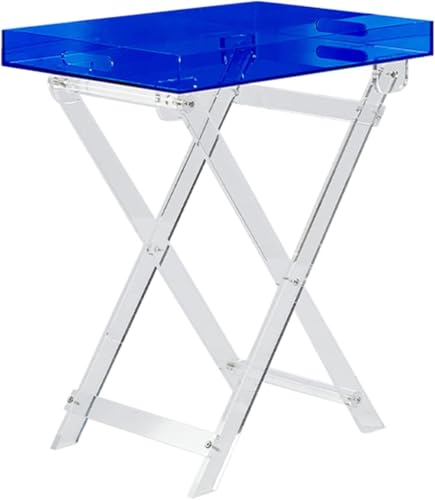 Möbel Acryl Klapptische Tabletttische, Kleine Beistelltische Mit Hdle Für Kaffee, Trinken, Essen, Sck, Blue von Generic