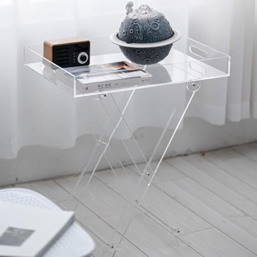 Möbel Acryl Klapptische Tabletttische, Kleine Beistelltische Mit Hdle Für Kaffee, Trinken, Essen, Sck, Transparent von Generic