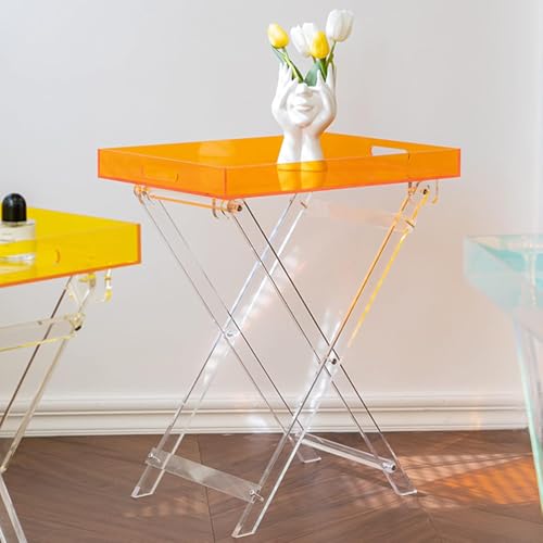 Möbel Acryl Klapptische Tabletttische, Kleine Beistelltische Mit Hdle Für Kaffee, Trinken, Essen, Sck, Yellow von Generic