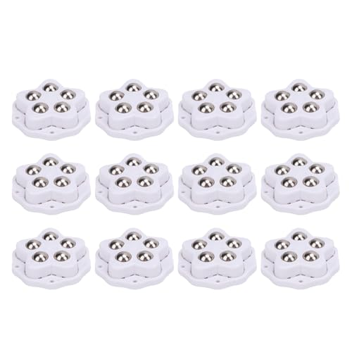 Möbelgeräte, Hochleistungs -Caster - 360 Grad Rotation 12PCS Selbstkleber Stabiler Unterstützung für Bücherregal (White) von Generic