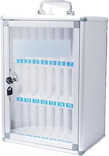 Möbelschlösser Trsparent Abschließbare Handy-aufbewahrungsbox Student Staff Handy-aufbewahrungsbox Restaurt Storage Cabinet Geschenk, Silver, 48 von Generic