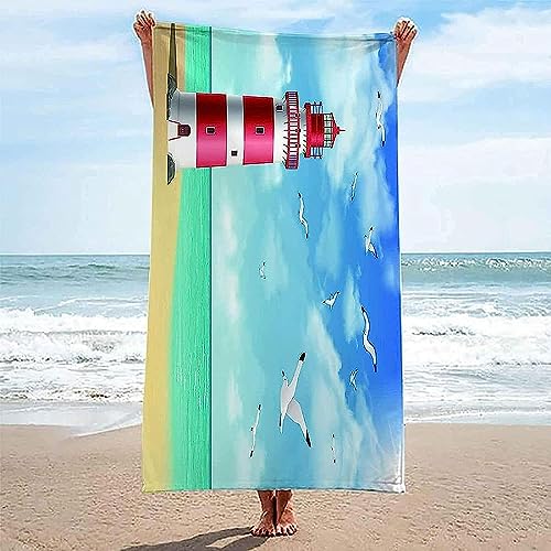 Möwen-Leuchtturm 90 X 180 cm Microfaser Handtücher - Sandfreie, Schnell Trocknende Und Leichte Strandhandtuch, Outdoor Handtuch, Sport Handtuch, Badetuch Groß, Reisehandtuch, Für Den Strand,-9G4X/B0I Möwen-Leuchtturm 90 X 180 cm Microfaser Handtücher - Sandfreie, Schnell Trocknende Und Leichte Strandhandtuch, Outdoor Handtuch, Sport Handtuch, Badetuch Groß, Reisehandtuch, Für Den Strand,-9G4X/B0I von Generic