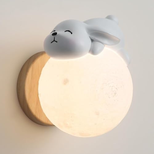 Mond Wandleuchte Weiß Harz Kaninchen Wand Scoe Moderne Holz Wandleuchte Mit Globus Pla Schirm, Nordic Cute Bunny Wall Scoes Kinderzimmer Holz Wandleuchte Für Schlafzimmer Nachttisch Mond Wandleuchte Weiß Harz Kaninchen Wand Scoe Moderne Holz Wandleuchte Mit Globus Pla Schirm, Nordic Cute Bunny Wall Scoes Kinderzimmer Holz Wandleuchte Für Schlafzimmer Nachttisch von Generic