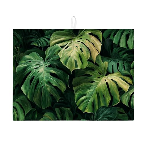 Monstera Abtropfmatte für Küchentheke, tropisches Grün, saugfähiges Abtropfgestell, Sommer-Mikrofaser-Trockenunterlage für Küchentheke, 45,7 x 61 cm Monstera Abtropfmatte für Küchentheke, tropisches Grün, saugfähiges Abtropfgestell, Sommer-Mikrofaser-Trockenunterlage für Küchentheke, 45,7 x 61 cm von Generic