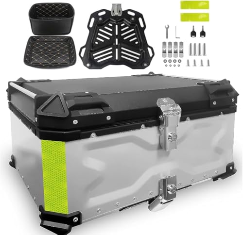 Motorrad Top Box Aluminium Motorrad Gepäck, 28l 36l 45l 55l 65l 80l 100l Helmkoffer Aufbewahrungsbox Mit Sicherheitsschloss, Zum Aufbewahren Von Helm Großes Gepäck, Rollerkoffer, Silver, 28L Motorrad Top Box Aluminium Motorrad Gepäck, 28l 36l 45l 55l 65l 80l 100l Helmkoffer Aufbewahrungsbox Mit Sicherheitsschloss, Zum Aufbewahren Von Helm Großes Gepäck, Rollerkoffer, Silver, 28L von Generic