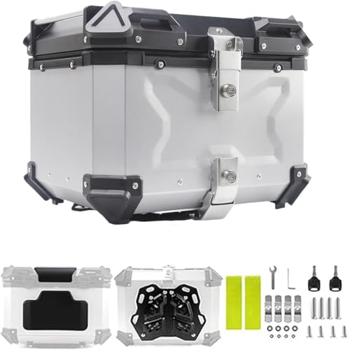 Motorrad Topcase Mit Rückenlehne Und Halterung, Motorrad Kofferraum Tour Heck Box Zum Aufbewahren Von Helm Luage, Aluminium Rear Luage Aufbewahrungsbox 28l 45l 65l Motorradzubehör, X-Silver, 55L Motorrad Topcase Mit Rückenlehne Und Halterung, Motorrad Kofferraum Tour Heck Box Zum Aufbewahren Von Helm Luage, Aluminium Rear Luage Aufbewahrungsbox 28l 45l 65l Motorradzubehör, X-Silver, 55L von Generic