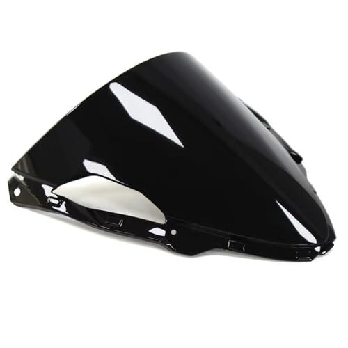 Motorrad Windschutzscheibe Windschutzscheibe Windabweiser Double Bubble Windschutzscheibenschutz Für Kawasaki ZX6R 2024 2025 2026(Black) von Generic