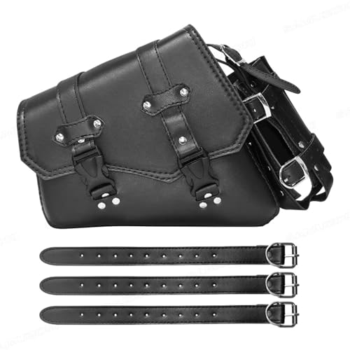 Motorrad schwarz PU Leder Sattel Tasche gepäck Seite wasserkocher Tasche Werkzeug Tasche geeignet Für Honda Für Yamaha Für Suzuki Für Harley Sportster(A) von Generic