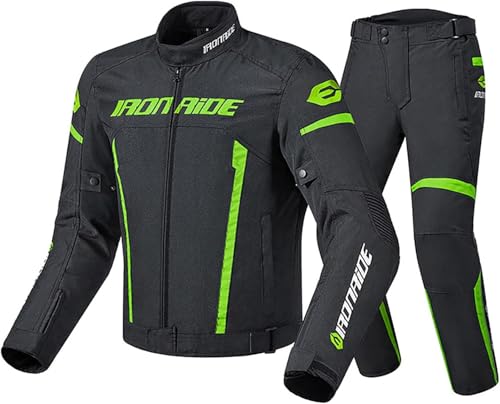 Motorradbekleidung Four Seasons Motorrad Textil Motorradanzug Wasserdichter Anti-Fall Atmungsaktiver Rennanzug, Green, XX-Large von Generic