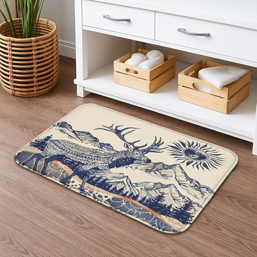 Mountain Deer Badematte, schnell trocknend, Vintage-Stil, Naturlandschaft, saugfähig, rutschfest, Herbst-Memory-Schaum, waschbar, Badteppiche für Badezimmer, WC, WC, dekorativ, 50,8 x 81,3 cm Mountain Deer Badematte, schnell trocknend, Vintage-Stil, Naturlandschaft, saugfähig, rutschfest, Herbst-Memory-Schaum, waschbar, Badteppiche für Badezimmer, WC, WC, dekorativ, 50,8 x 81,3 cm von Generic