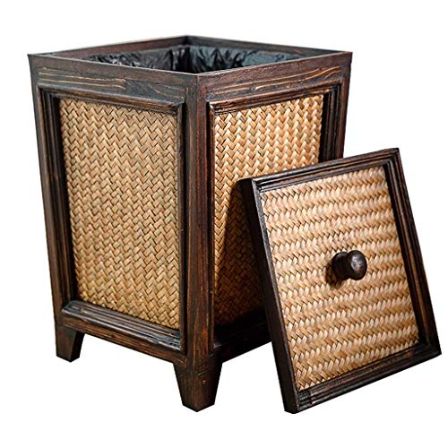 Mülleimer Aus Holzrattan Mit Deckel, 10 Liter Mülleimer Und Abfallkorb Delicate Paper Bin Mülleimer Aus Holzrattan Mit Deckel, 10 Liter Mülleimer Und Abfallkorb Delicate Paper Bin von Generic
