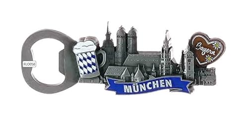München Marienplatz Bierkrug Herz Flaschenöffner Metall Magnet Souvenir von Generic