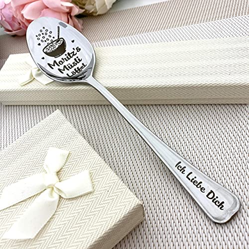 Müslilöffel in Geschenkbox - Individueller Persönlicher Löffel Mit Text am Griff - Müsli-Löffel Geschenk von Generic