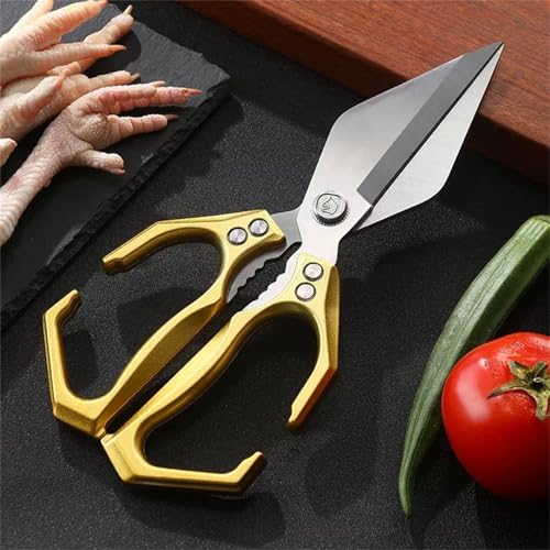 Multifunctional Heavy-Duty Kitchen Shears,Poultry Scissors with Ergonomic Handle,Japanese Cooking Shearss for Chicken,Meat,Seafood,Bone Cutting (Gold) von Generic