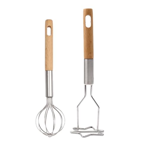Multifunktionale Handmixer: Kartoffelkampf mit Form, Stabmixer-Set aus Edelstahl | Handrühren von Hand, Kartoffelteig in Kartoffelform aus Holz von Generic