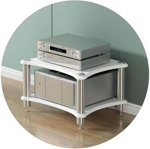 Multifunktionaler Multi-Layer-HiFi-audioschrank 1/2/3/4-lagiger Videokomponentenschrank Audio-Rack Mit Stoßdämpfenden Füßen, White, 60 * 48 * 40cm(2Tier) von Generic