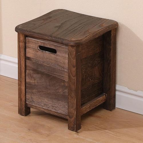Multifunktionaler Niedriger Hocker aus Massivem Holz Mit Aufbewahrungsschublade for Wechseln der Schuhe, Stabile Tragfähigkeit, Geeignet for Eingangsbereich und Wohnzimmer(Brown,XX-Large) von Generic