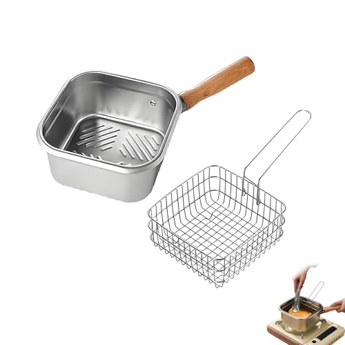 Multifunktions-Bratpfannen-Set, abnehmbarer tragbarer Edelstahl-Kochtopf for den Außenbereich mit Frittierkorb, for Braten, Kochen und Gemüsewaschen(Set A) von Generic