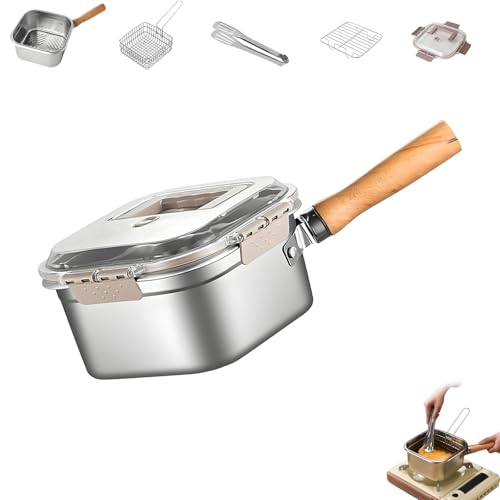 Multifunktions-Bratpfannen-Set, abnehmbarer tragbarer Edelstahl-Kochtopf for den Außenbereich mit Frittierkorb, for Braten, Kochen und Gemüsewaschen(Set C) von Generic