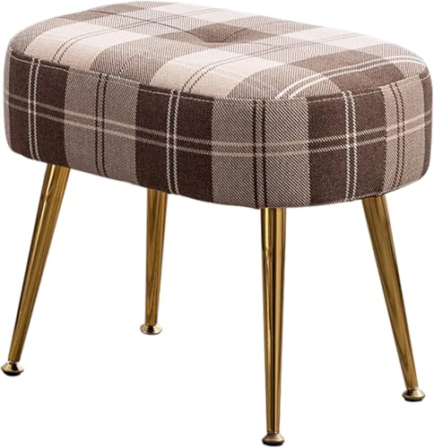 Multifutiol Rechteck Fußhocker Kreatives Dekor Ottomane Mit Langlebigen Metallbeinen Gepolsterte Sofa Fußstütze Für Schlafzimmer Wohnzimmer Eingangsbereich 45x30x36cm, Plaid Cloth-Khaki, 45x30x36cm von Generic