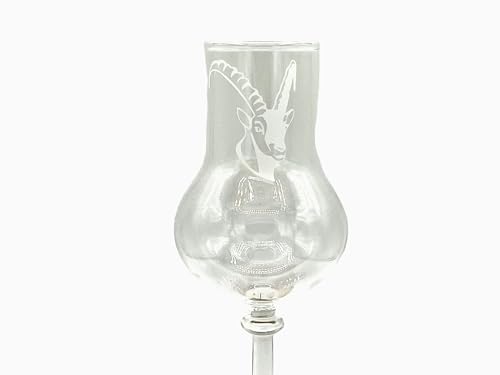 Generic Mundgeblasenes Schnapsglas 4cl ohne Fuß mit Steinbockgravur, keine von Generic