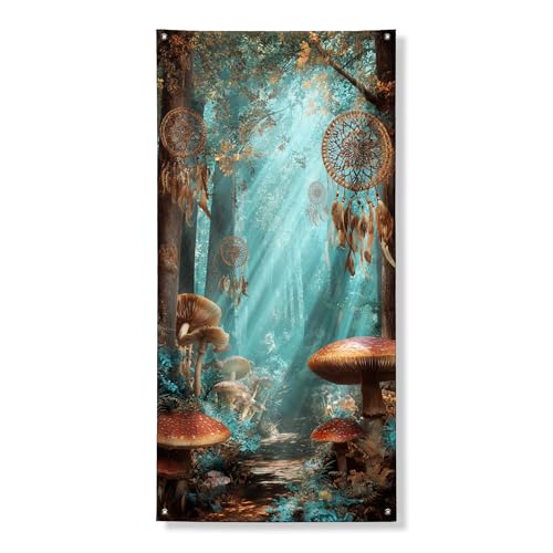 Mystischer Wald Türabdeckung, Banner, dekorativ, verzauberter verträumter Fänger, Natur-Wandkunst, für drinnen und draußen, Herbsturlaubsdekoration, 91,4 x 183,9 cm Mystischer Wald Türabdeckung, Banner, dekorativ, verzauberter verträumter Fänger, Natur-Wandkunst, für drinnen und draußen, Herbsturlaubsdekoration, 91,4 x 183,9 cm von Generic