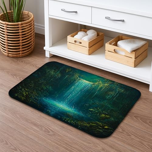 Mystischer Wasserfall-Badematte, schnell trocknend, Motiv: verzauberte Waldszene, saugfähig, rutschfest, von der Natur inspirierter Memory-Schaum, waschbar, Badteppiche für Badezimmer, WC, WC Mystischer Wasserfall-Badematte, schnell trocknend, Motiv: verzauberte Waldszene, saugfähig, rutschfest, von der Natur inspirierter Memory-Schaum, waschbar, Badteppiche für Badezimmer, WC, WC von Generic