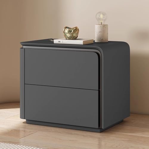Nachtschrank Weiss Moderner Nachttisch Aus Holz 2 Schubladen Nachttisch Aus Mikrofaser-Leder Sofa-Beistelltisch Für Schlafzimmer Und Wohnzimme Schlafzimmermöbel Nachtschrank(Dark Gray right,50cm) von Generic