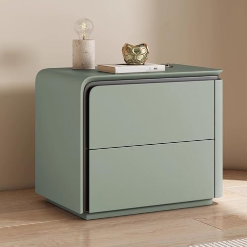 Nachtschrank Weiss Moderner Nachttisch Aus Holz 2 Schubladen Nachttisch Aus Mikrofaser-Leder Sofa-Beistelltisch Für Schlafzimmer Und Wohnzimme Schlafzimmermöbel Nachtschrank(Green left,45cm) von Generic