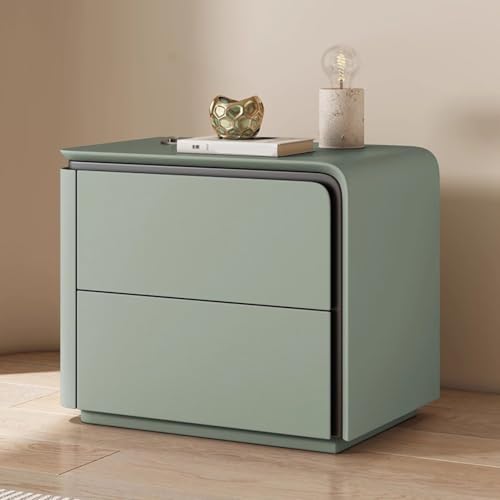 Nachtschrank Weiss Moderner Nachttisch Aus Holz 2 Schubladen Nachttisch Aus Mikrofaser-Leder Sofa-Beistelltisch Für Schlafzimmer Und Wohnzimme Schlafzimmermöbel Nachtschrank(Green right,40cm) von Generic