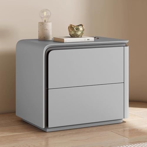 Nachtschrank Weiss Moderner Nachttisch Aus Holz 2 Schubladen Nachttisch Aus Mikrofaser-Leder Sofa-Beistelltisch Für Schlafzimmer Und Wohnzimme Schlafzimmermöbel Nachtschrank(Light Gray left,50cm) von Generic