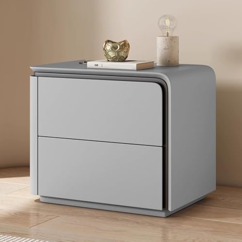 Nachtschrank Weiss Moderner Nachttisch Aus Holz 2 Schubladen Nachttisch Aus Mikrofaser-Leder Sofa-Beistelltisch Für Schlafzimmer Und Wohnzimme Schlafzimmermöbel Nachtschrank(Light Gray right,40cm) von Generic