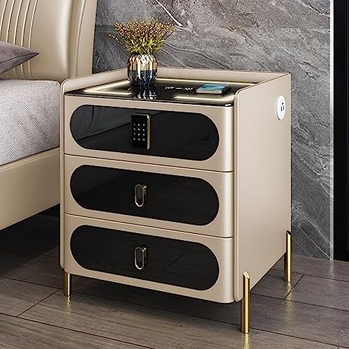 Nachttisch, multifunktionaler intelligenter Nachttisch mit kabellosem Laden, Bluetooth-Lautsprecher, LED-Leuchten und USB-Anschluss für Schlafzimmer und Wohnzimmer von Generic