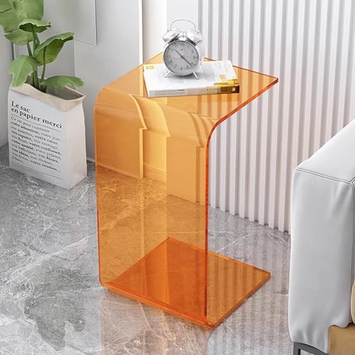 Nachttisch Acryl-Couchtisch, transparenter Beistelltisch - Moderner Beistelltisch für Wohnzimmer, Schlafzimmer, Büro - Klares C-förmiges Design mit abgerundeten Kanten - Leicht zu reinigen u von Generic