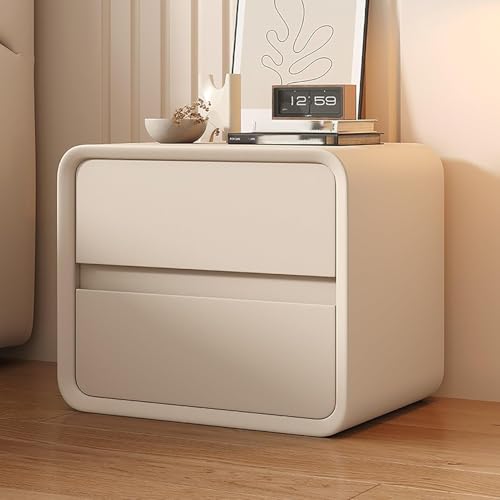 Nachttisch Mit 2 Schubladen Aus Massivholz, Nachttisch Aus Mikrofaserleder, Moderner Nachttisch Für Schlafzimmer, Für Schlafzimmer/Wohnzimmer/schlafsaal, Beige, 45 cm/18 in von Generic