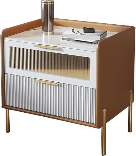 Nachttisch Nightstds Mid-Century Modern Beistelltisch Bett Std Mit Schubladen, Moderne Luxus Night Std Beistelltische Kommode Schrank Orgizer Möbel Kommode Für Schlafzimmer, Orange, 48x40x50cm Nachttisch Nightstds Mid-Century Modern Beistelltisch Bett Std Mit Schubladen, Moderne Luxus Night Std Beistelltische Kommode Schrank Orgizer Möbel Kommode Für Schlafzimmer, Orange, 48x40x50cm von Generic